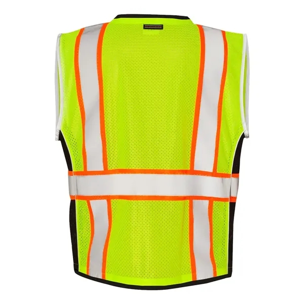 Heavy duty Lime color safety vest with outside cargo pockets. Blank.... from ASI 84358 S&S Activewear