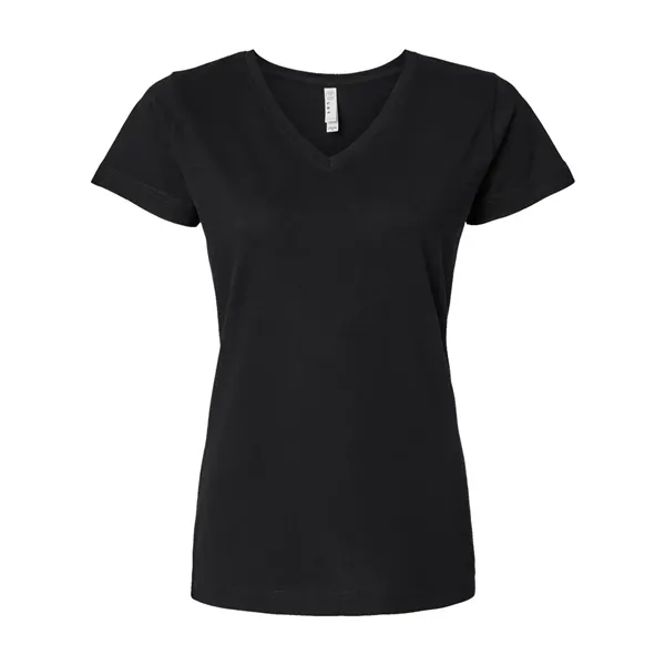 Women's fine jersey longer length V-neck T-shirt. Blank product.... from ASI 84358 S&S Activewear