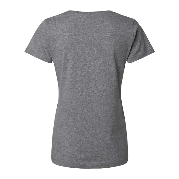 Women's fine jersey longer length V-neck T-shirt. Blank product.... from ASI 84358 S&S Activewear
