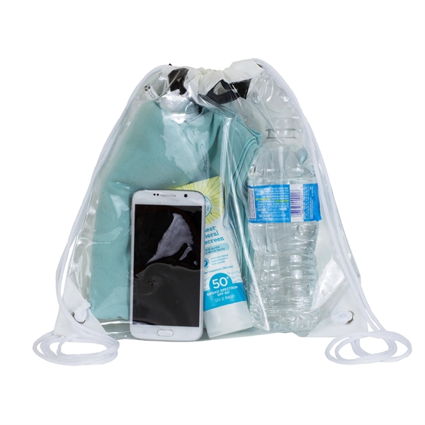 Stadium friendly clear vinyl backpack with cinch closure.... from ASI 62660 Innovation Line