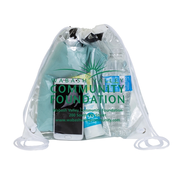 Stadium friendly clear vinyl backpack with cinch closure.... from ASI 62660 Innovation Line