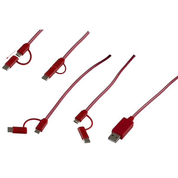 3-in-1 lighted charging cable with 5 pin attachment, micro USB and... from ASI 62660 Innovation Line