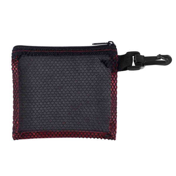 Soft polyurethane mesh zipper storage pouch with carabiner clip and customization.... from ASI 62660 Innovation Line