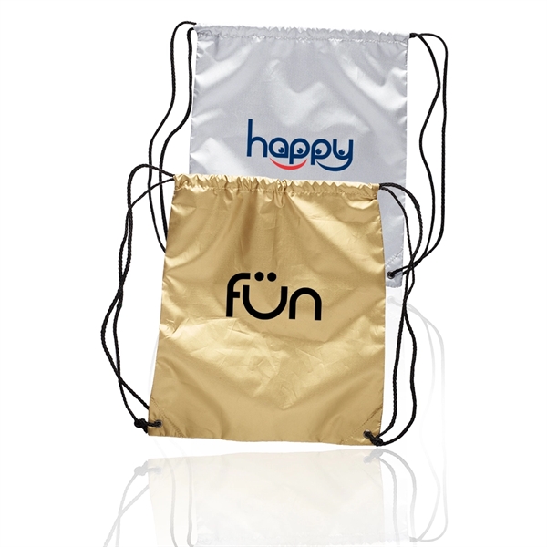 Shiny class polyurethane drawstring backpack measuring 14" x16" and available in... from ASI 39552 BEL Promo