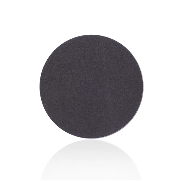 Stainless steel round coaster with a brushed polished finish and black... from ASI 39552 BEL Promo