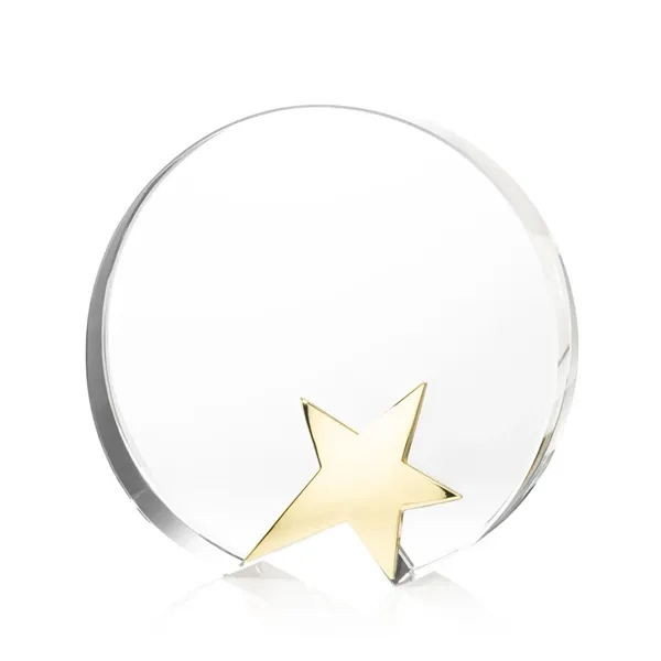 Optical crystal circle award with a chrome star mounted on the... from ASI 84592 St Regis Group / St Regis