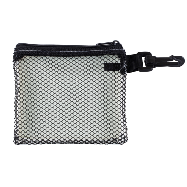 Soft polyurethane mesh zipper storage pouch with carabiner clip and customization.... from ASI 62660 Innovation Line