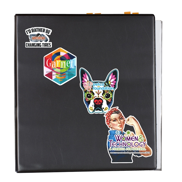 CustomCut(TM) 6 mil removable vinyl stickers in assorted custom sizes and... from ASI 62660 Innovation Line