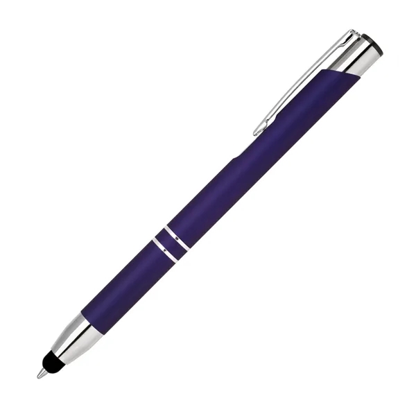 Aluminum click-action ballpoint pen with a bold colored rubber-finished barrel, chrome... from ASI 68190 Lungsal / Lungsal