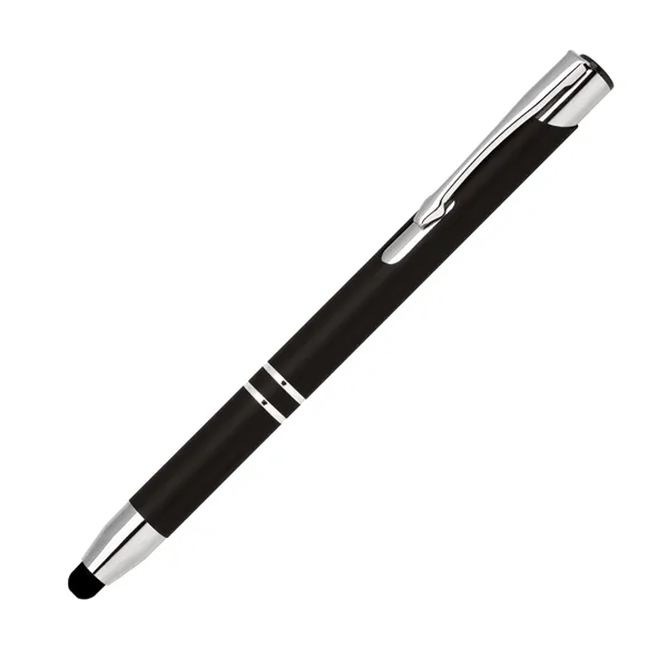 Aluminum click-action ballpoint pen with a bold colored rubber-finished barrel, chrome... from ASI 68190 Lungsal / Lungsal