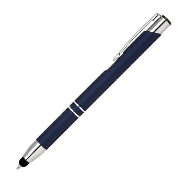 Aluminum click-action ballpoint pen with a bold colored rubber-finished barrel, chrome... from ASI 68190 Lungsal / Lungsal