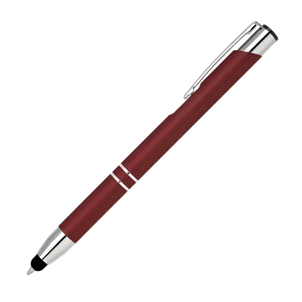 Aluminum click-action ballpoint pen with a bold colored rubber-finished barrel, chrome... from ASI 68190 Lungsal / Lungsal