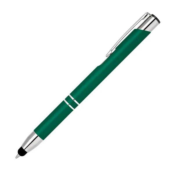 Aluminum click-action ballpoint pen with a bold colored rubber-finished barrel, chrome... from ASI 68190 Lungsal / Lungsal