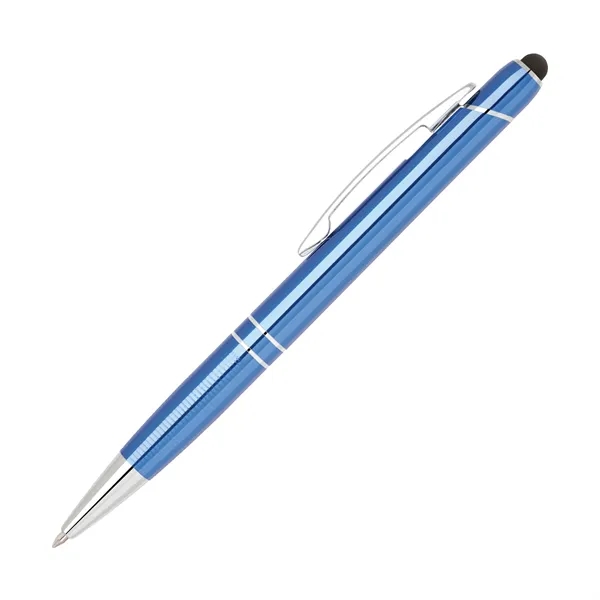 Aluminum click-action ballpoint pen with a textured grip and a stylus... from ASI 68190 Lungsal / Lungsal