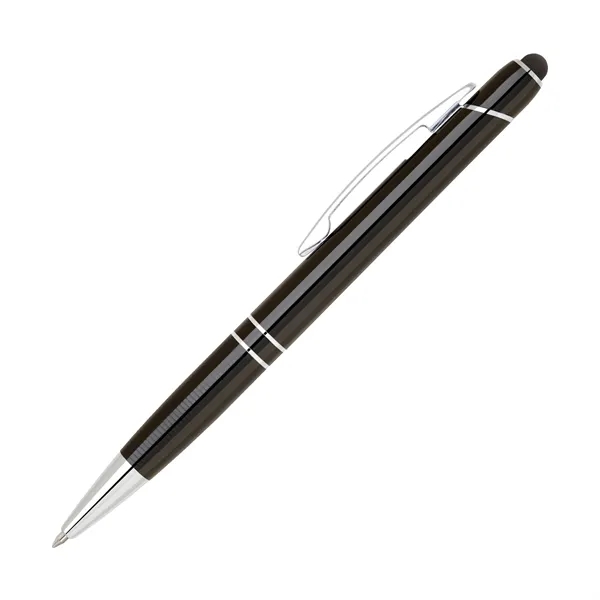 Aluminum click-action ballpoint pen with a textured grip and a stylus... from ASI 68190 Lungsal / Lungsal