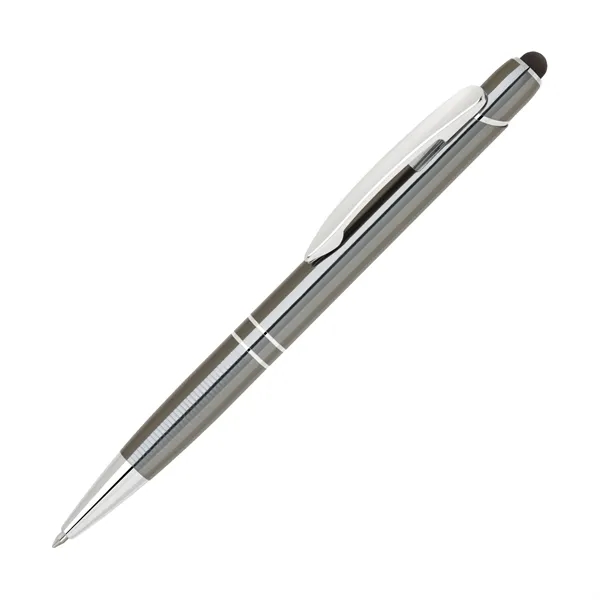 Aluminum click-action ballpoint pen with a textured grip and a stylus... from ASI 68190 Lungsal / Lungsal