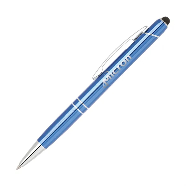 Aluminum click-action ballpoint pen with a textured grip and a stylus... from ASI 68190 Lungsal / Lungsal