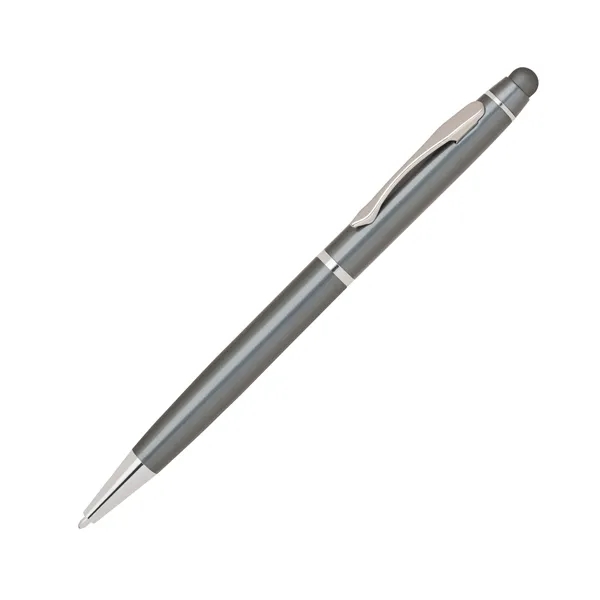 Aluminum twist-action ballpoint pen with a bold colored barrel, shiny silver... from ASI 68190 Lungsal / Lungsal
