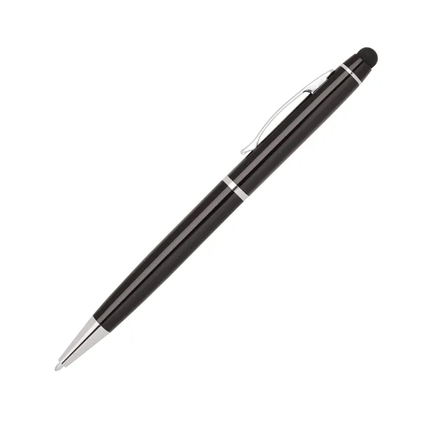 Aluminum twist-action ballpoint pen with a bold colored barrel, shiny silver... from ASI 68190 Lungsal / Lungsal