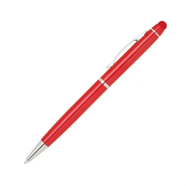 Aluminum twist-action ballpoint pen with a bold colored barrel, shiny silver... from ASI 68190 Lungsal / Lungsal