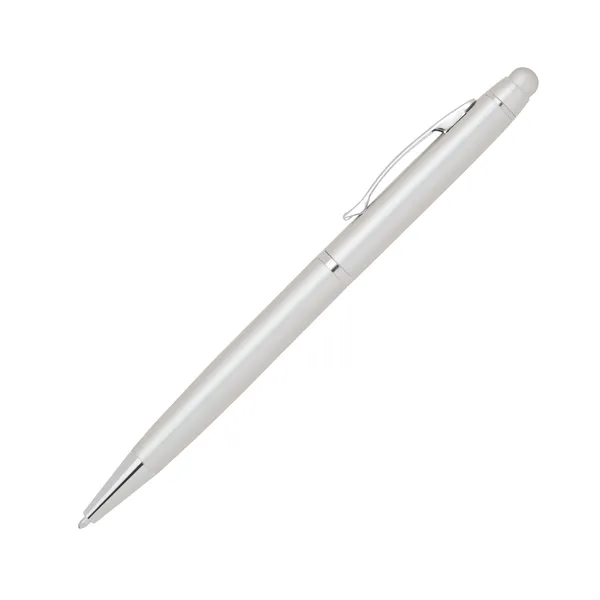 Aluminum twist-action ballpoint pen with a bold colored barrel, shiny silver... from ASI 68190 Lungsal / Lungsal