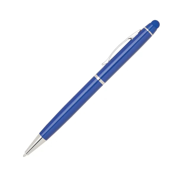 Aluminum twist-action ballpoint pen with a bold colored barrel, shiny silver... from ASI 68190 Lungsal / Lungsal