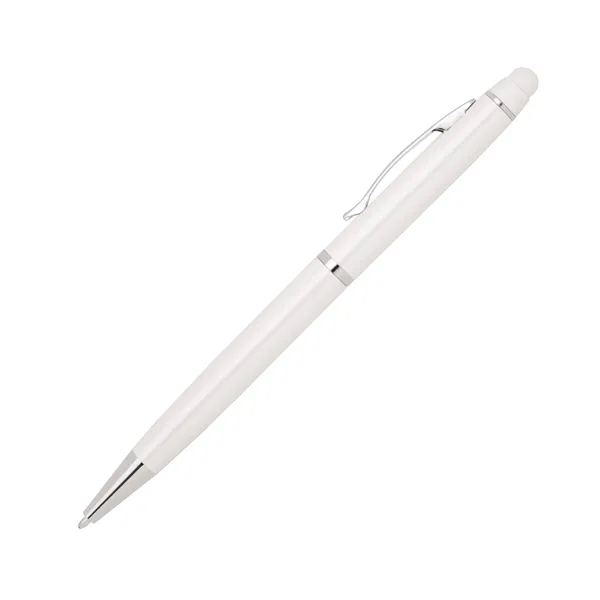 Aluminum twist-action ballpoint pen with a bold colored barrel, shiny silver... from ASI 68190 Lungsal / Lungsal