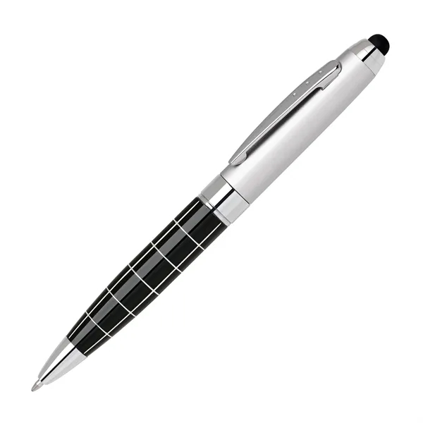 Wide body brass ballpoint pen with a refined grid design, sleek... from ASI 68190 Lungsal / Lungsal