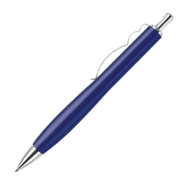 Brass click-action ballpoint pen with a lacquer-coated barrel, wavy design chrome... from ASI 68190 Lungsal / Lungsal