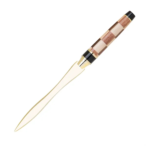Letter opener with wooden handle featuring a checkerboard or curvy design... from ASI 68190 Lungsal / Lungsal