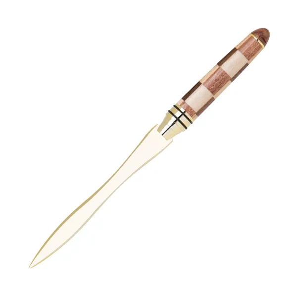 Letter opener with wooden handle featuring a checkerboard or curvy design... from ASI 68190 Lungsal / Lungsal