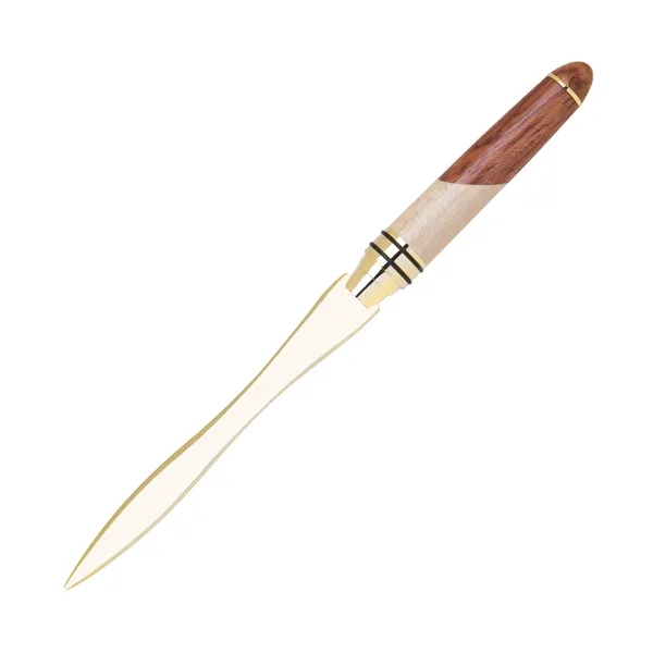 Letter opener with wooden handle featuring a checkerboard or curvy design... from ASI 68190 Lungsal / Lungsal