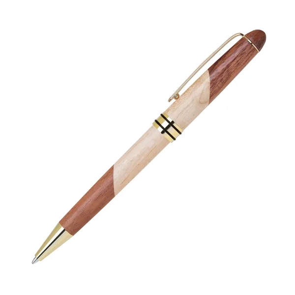 Wooden twist-action pen with checkerboard or curvy design in two-tone maple... from ASI 68190 Lungsal / Lungsal