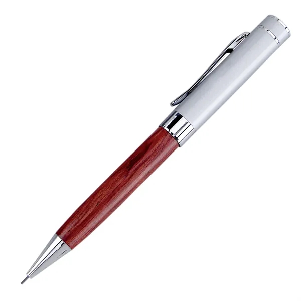 Twist-action mechanical pencil with satin chrome accents, brown wood barrel and... from ASI 68190 Lungsal / Lungsal