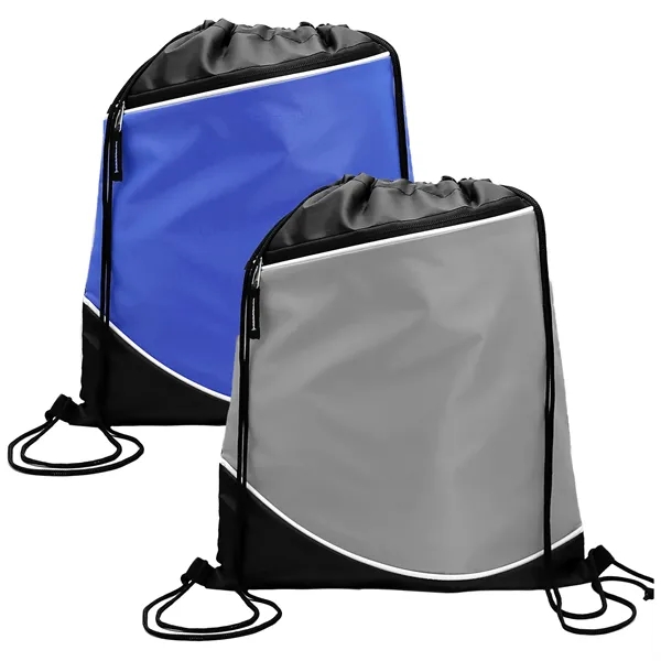 210D Polyester drawstring backpack with front zipper pocket plus full color... from ASI 37218 Athena Promo (tm)