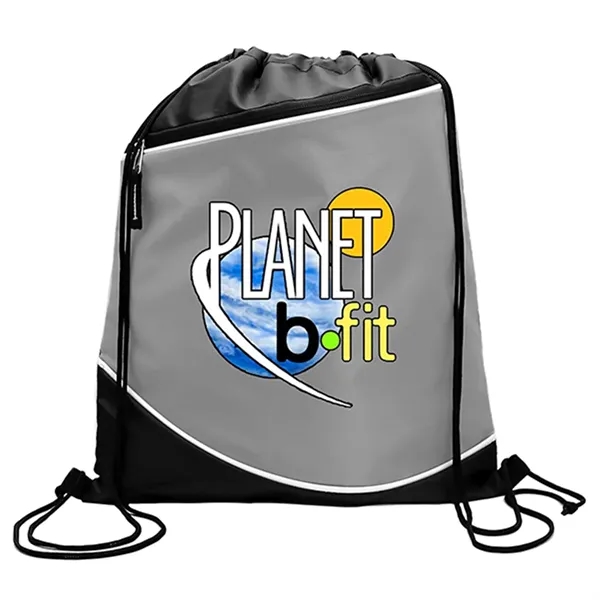 210D Polyester drawstring backpack with front zipper pocket plus full color... from ASI 37218 Athena Promo (tm)