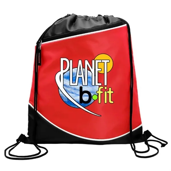 210D Polyester drawstring backpack with front zipper pocket plus full color... from ASI 37218 Athena Promo (tm)