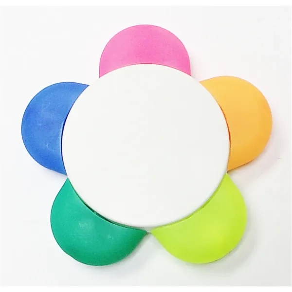 Fun flower-shaped highlighter with 5 vibrant colors and a customizable center,... from ASI 74585 Nu Promo International / Nu Promo Line