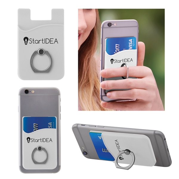 Ring stand card holder made of silicone with 3M adhesive backing.... from ASI 62190 Illini