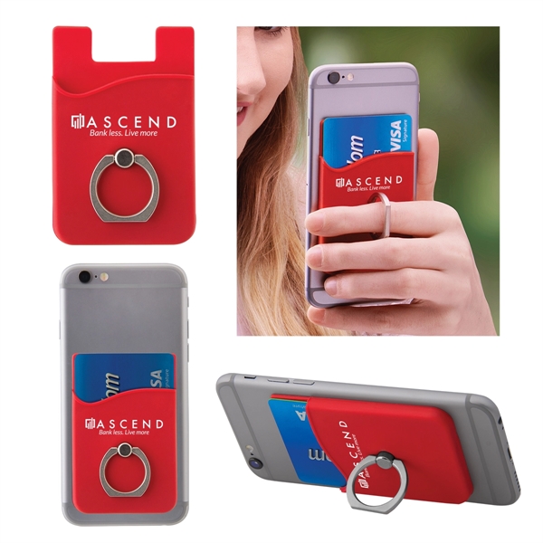 Ring stand card holder made of silicone with 3M adhesive backing.... from ASI 62190 Illini