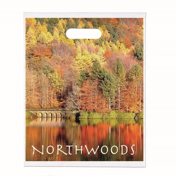 Digital Full-Color Die Cut Handle Plastic Bag with generous imprint area... from ASI 37940 Bag Makers Inc