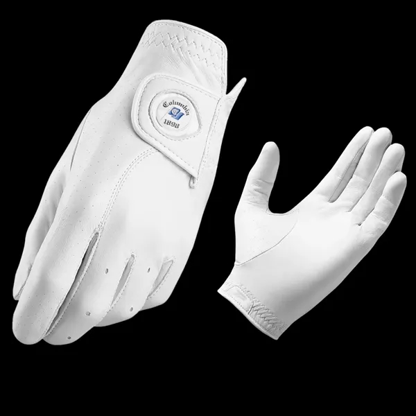 Golf gloves with a contoured fit wrist lining and leather construction.... from ASI 57653 Gold Bond