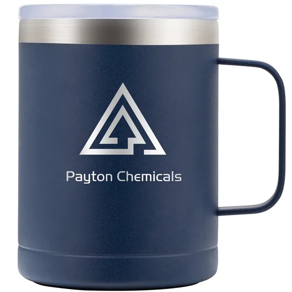 The Bachman 14oz Handle Mug features a spill proof lid designed... from ASI 82498 RiteLine LLC