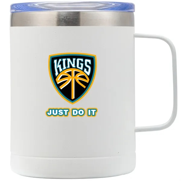 The Bachman 14oz Handle Mug features a spill proof lid designed... from ASI 82498 RiteLine LLC