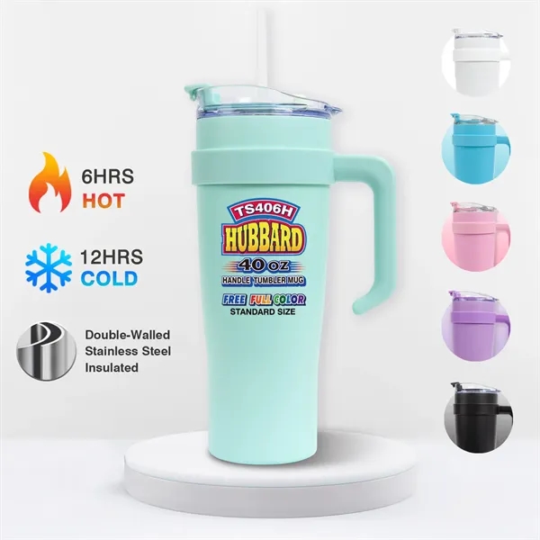 This Hubbard 40oz Handle Tumbler Mug features a snap shut spout... from ASI 82498 RiteLine LLC