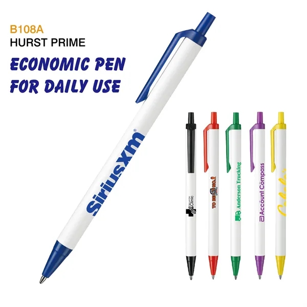 Hurst Prime pen with a white barrel and a tip, plunger... from ASI 82498 RiteLine LLC