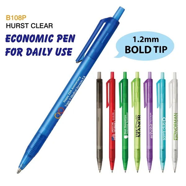 Vividly colored, translucent barrel retractable ballpoint featuring BOLD 1.2mm writing tip.... from ASI 82498 RiteLine LLC
