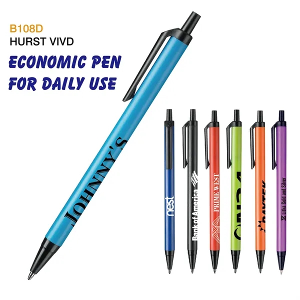RiteLine Hurst Vivid pen with a colored barrel, black tip, plunger... from ASI 82498 RiteLine LLC