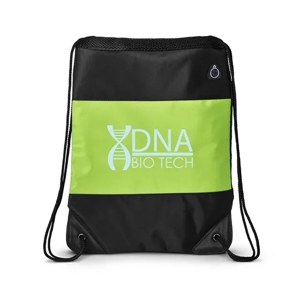 Microfiber and polyester drawstring backpack with air mesh exterior panel and... from ASI 79530 Prime Line