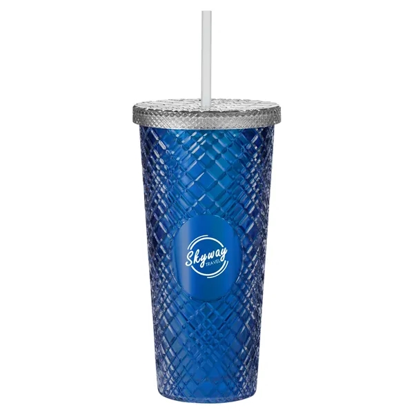 22 oz. plastic tumbler with rainbow design, screw-on lid and straw.... from ASI 79530 Prime Line